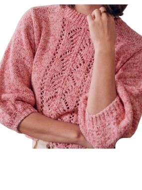 Sézane Rosita Jumper Pink Creation Crew Neck Sweater Organic Cotton Sz XXS